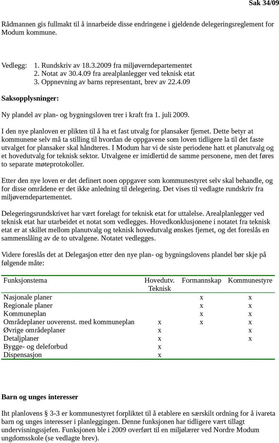 I den nye planloven er plikten til å ha et fast utvalg for plansaker fjernet.