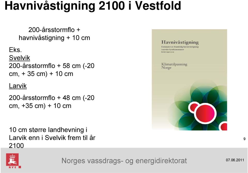 Svelvik 200-årsstormflo + 58 cm (-20 cm, + 35 cm) + 10 cm Larvik