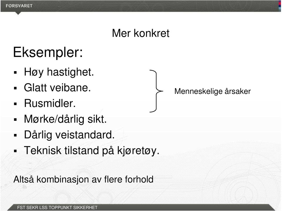 Dårlig veistandard.