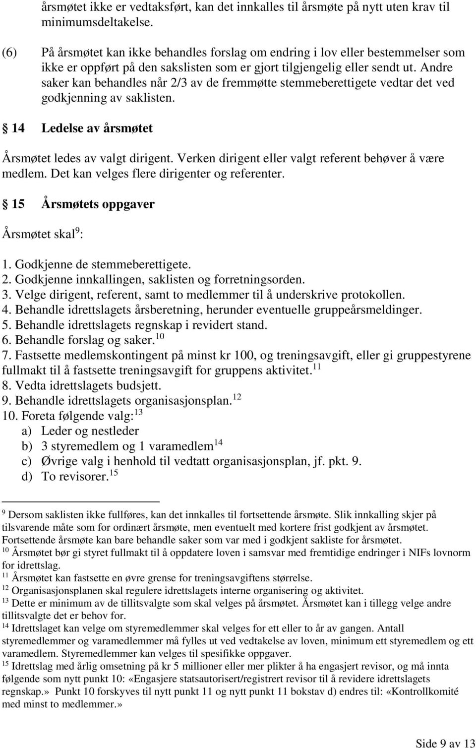 Andre saker kan behandles når 2/3 av de fremmøtte stemmeberettigete vedtar det ved godkjenning av saklisten. 14 Ledelse av årsmøtet Årsmøtet ledes av valgt dirigent.