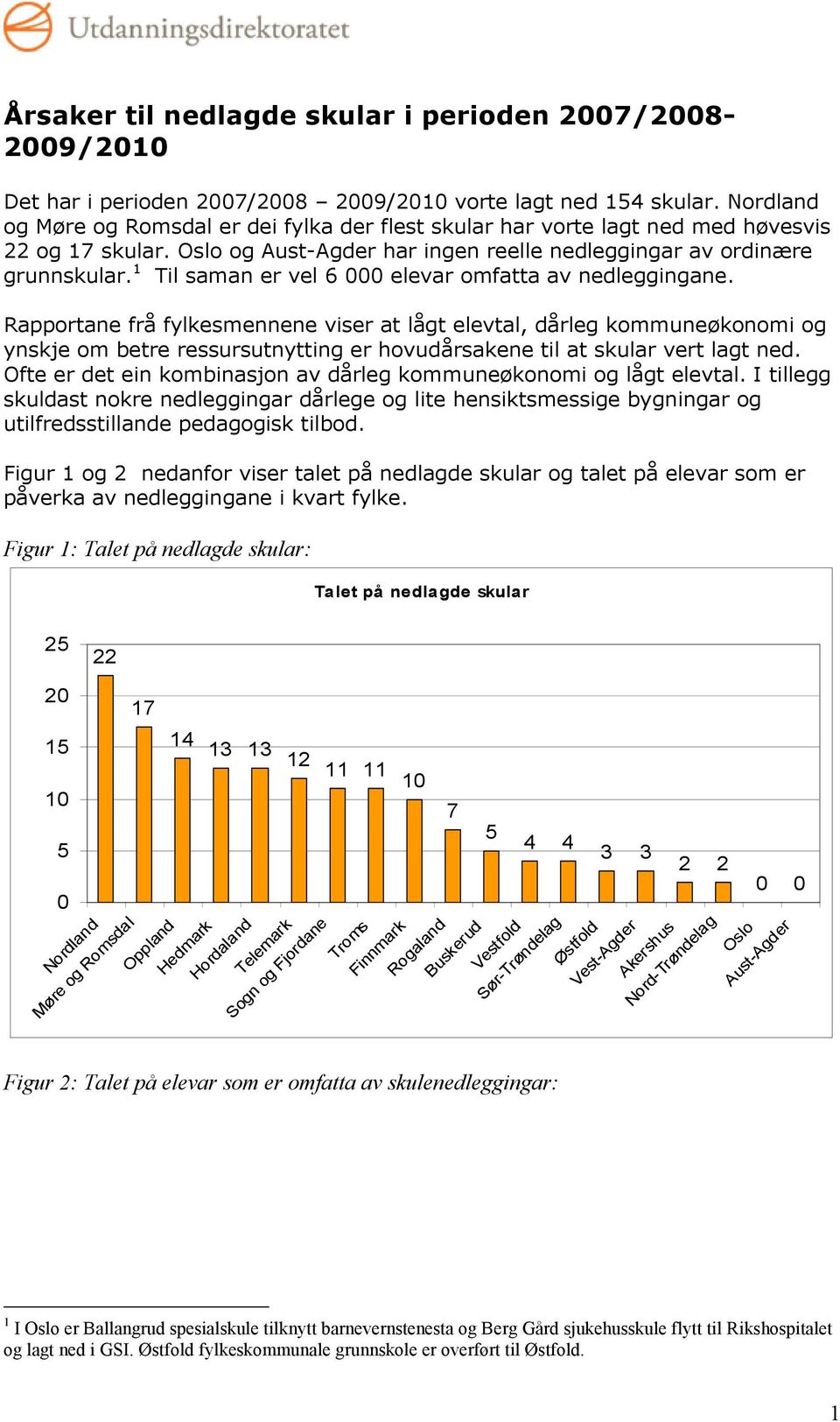 Rapportane frå fylkesmennene viser at lågt elevtal, dårleg kommuneøkonomi og ynskje om betre ressursutnytting er hovudårsakene til at vert lagt ned.