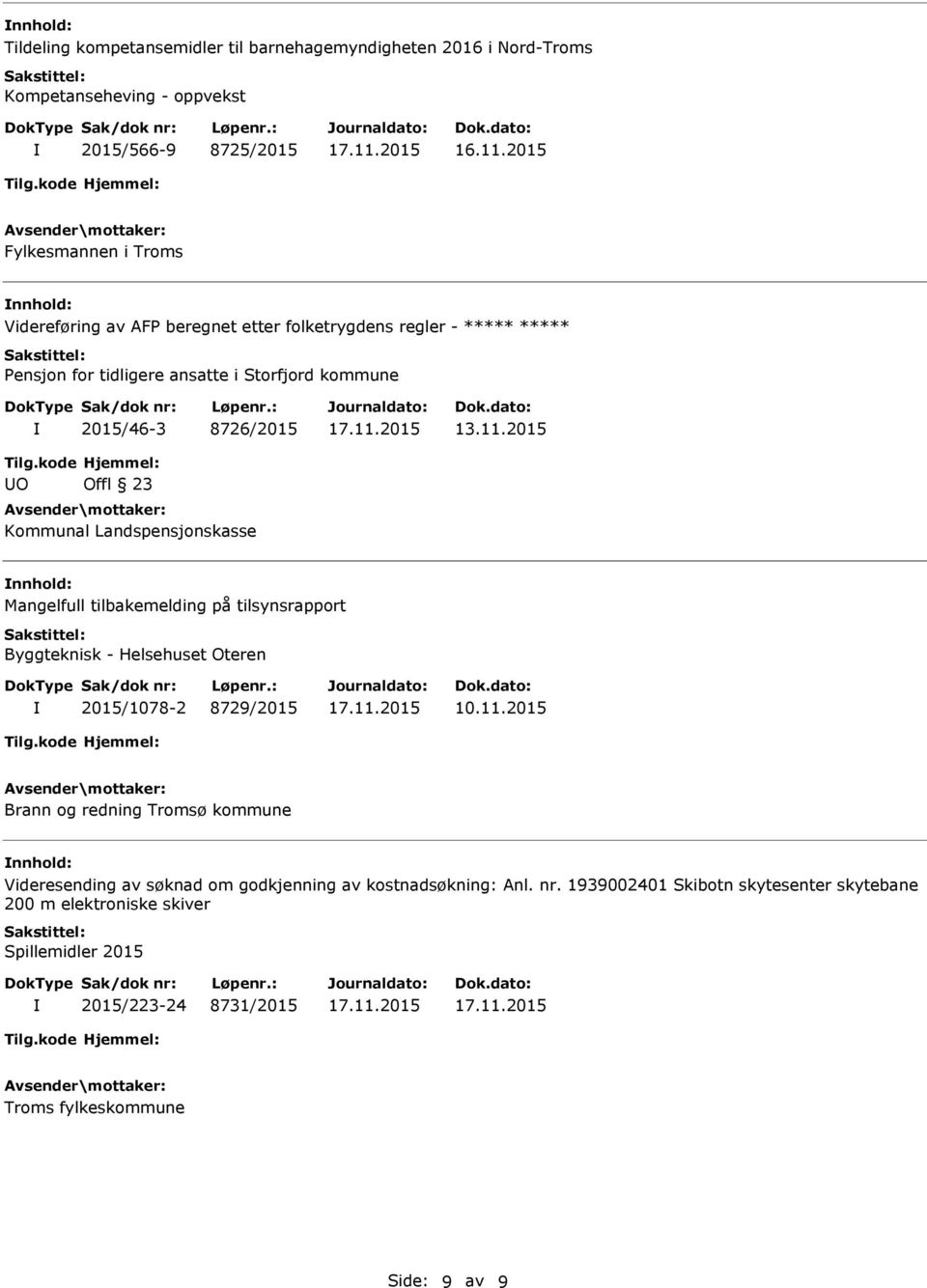 tilbakemelding på tilsynsrapport Byggteknisk - Helsehuset Oteren 2015/1078-2 8729/2015 10.11.