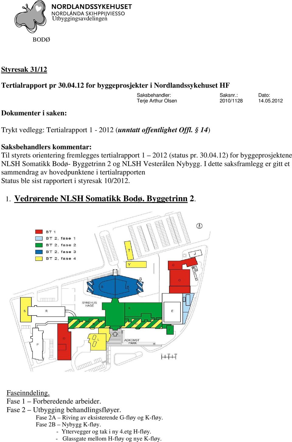 12) for byggeprosjektene NLSH Somatikk Bodø- Byggetrinn 2 og NLSH Vesterålen Nybygg.