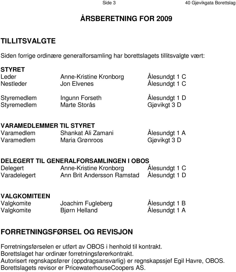 u n d g t 1 D S t y r e m e d l M e a r m t e S t o r å s G j ø v i k g t 3 D V A R A M E D L E M M E R T I L S T Y R E T V a r a m e d l e Shankat m Ali Zamani Ålesundgt 1 A V a r a m e d l e M m a