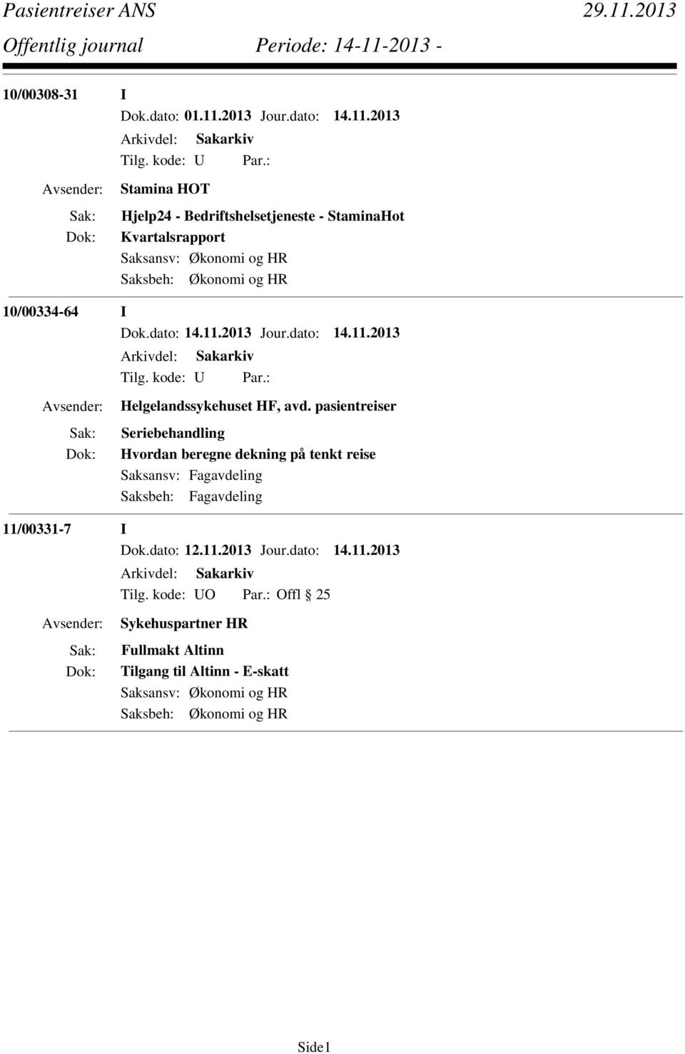2013 Sak: Dok: Stamina HOT Hjelp24 - Bedriftshelsetjeneste - StaminaHot Kvartalsrapport Saksansv: Økonomi og HR Saksbeh: Økonomi og HR