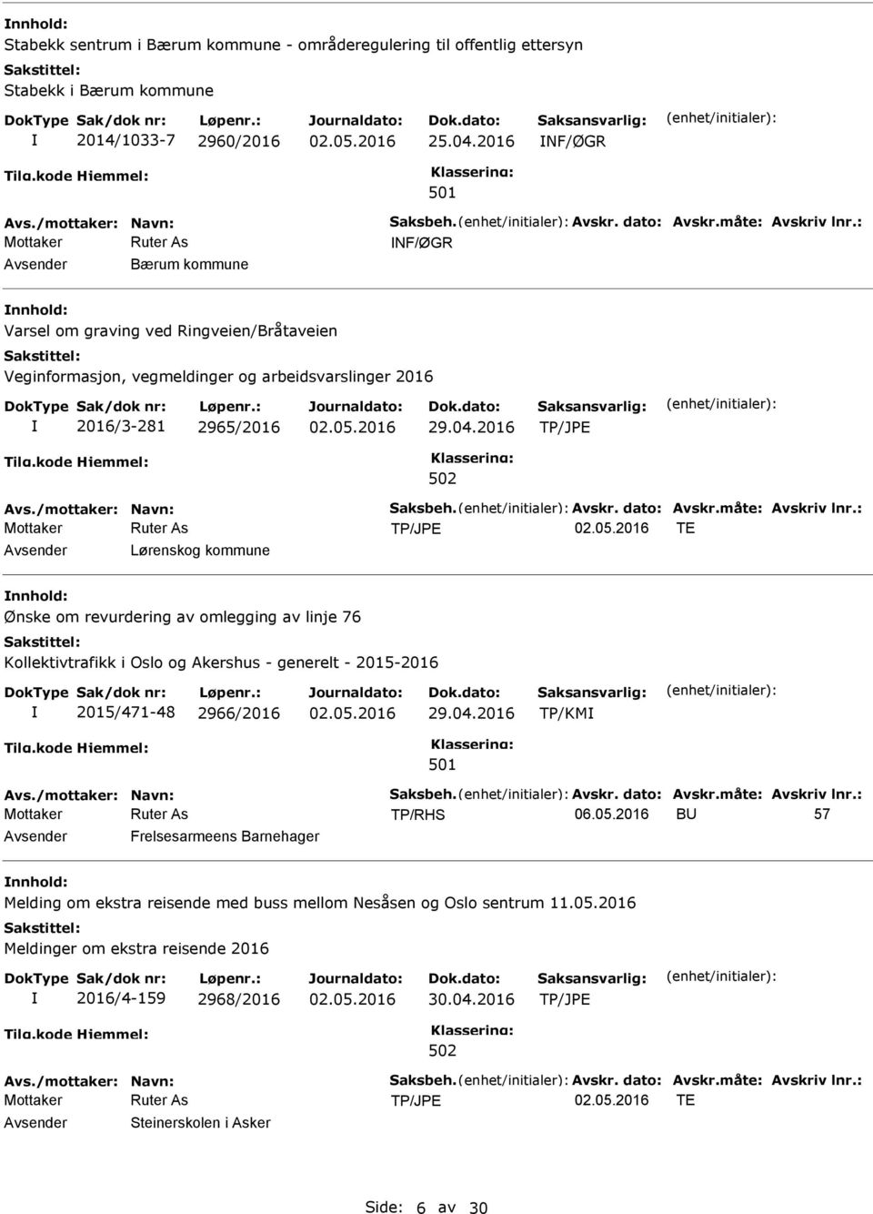 2016 TE Avsender Lørenskog kommune nnhold: Ønske om revurdering av omlegging av linje 76 Kollektivtrafikk i Oslo og Akershus - generelt - 2015-2016 2015/471-48 2966/2016