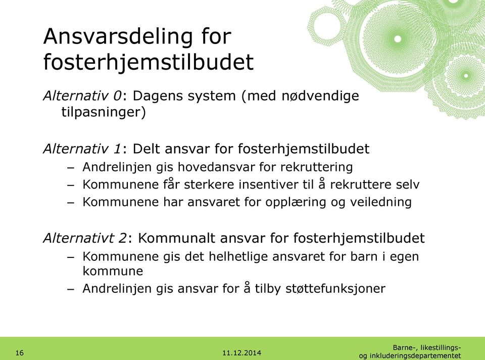 rekruttere selv Kommunene har ansvaret for opplæring og veiledning Alternativt 2: Kommunalt ansvar for