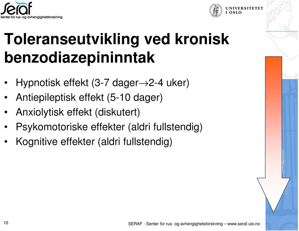 (diskutert) Psykomotoriske effekter (aldri fullstendig) Kognitive effekter