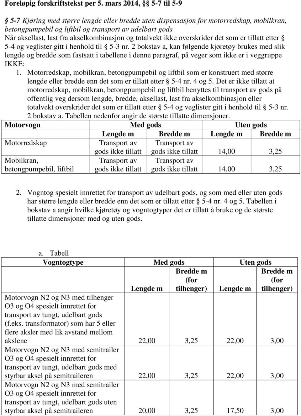 akselkombinasjon og totalvekt ikke overskrider det som er tillatt etter 5-4 og veglister gitt i henhold til 5-3 nr.