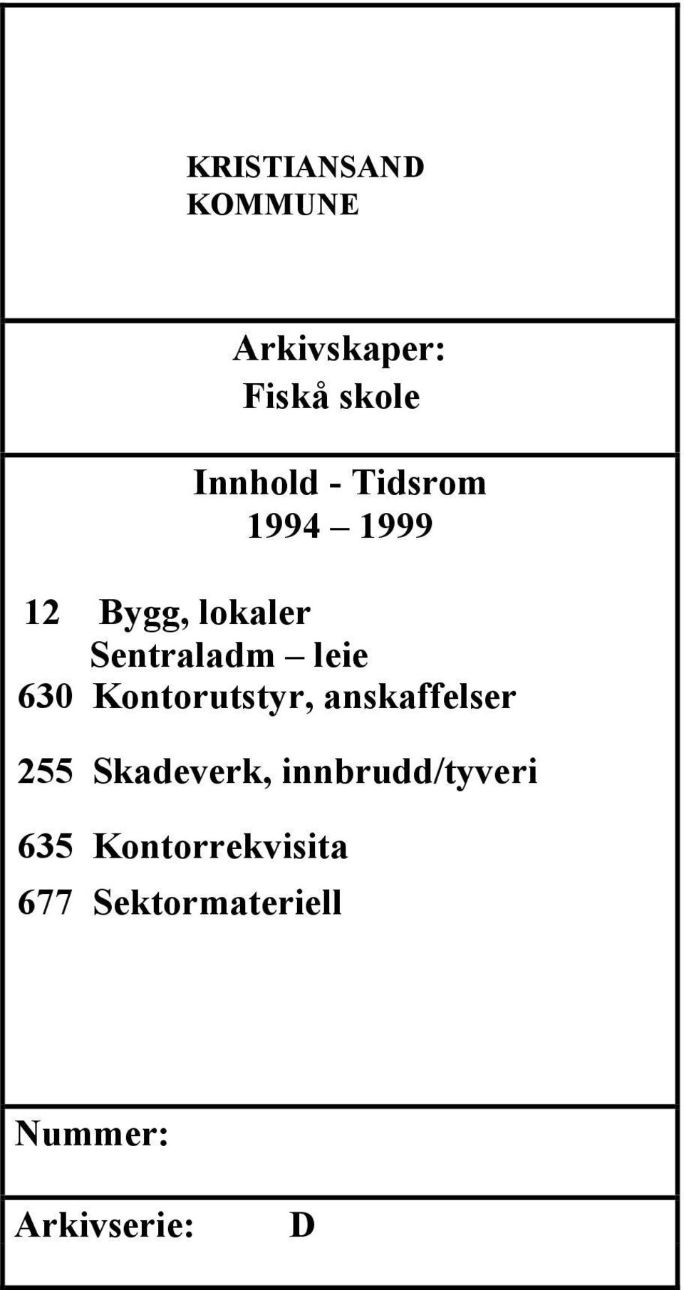 Kontorutstyr, anskaffelser 255 Skadeverk, innbrudd/tyveri