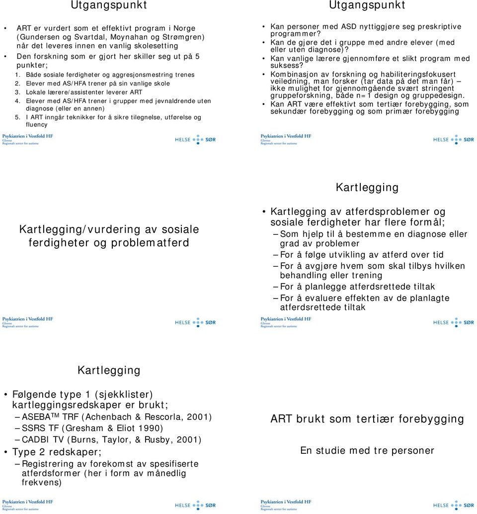 Elever med AS/HFA trener i grupper med jevnaldrende uten diagnose (eller en annen) 5.