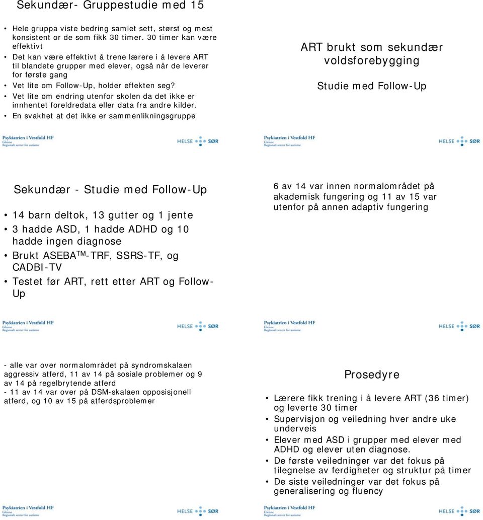 Vet lite om endring utenfor skolen da det ikke er innhentet foreldredata eller data fra andre kilder.