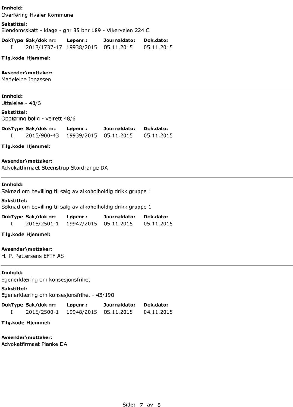 alkoholholdig drikk gruppe 1 Søknad om bevilling til salg av alkoholholdig drikk gruppe 1 2015/2501-1 19942/2015 H. P.