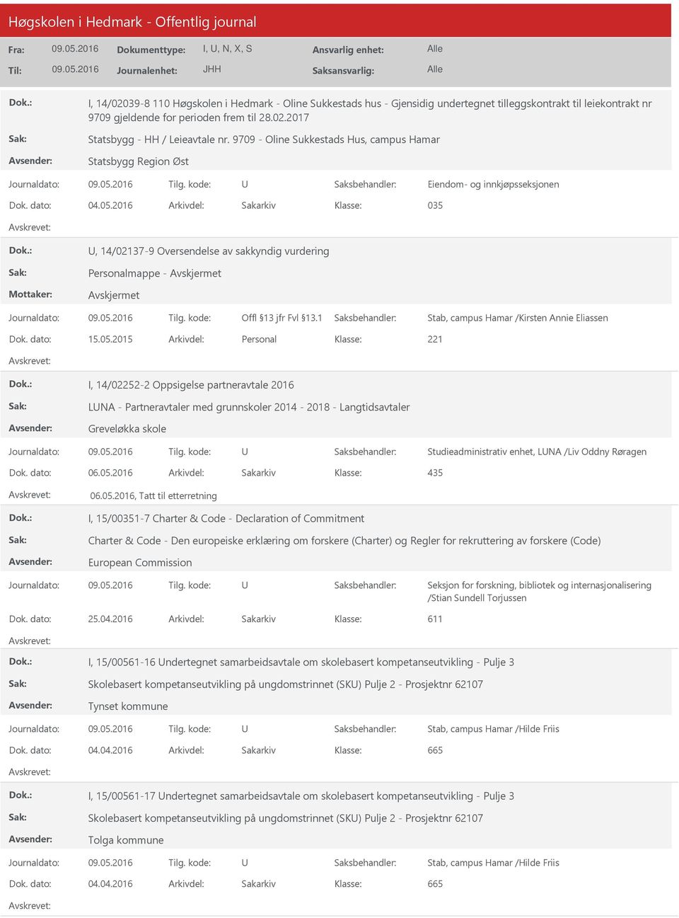 2015 Arkivdel: Personal I, 14/02252-2 Oppsigelse partneravtale 2016 LNA - Partneravtaler med grunnskoler 2014-2018 - Langtidsavtaler Greveløkka skole Studieadministrativ enhet, LNA /Liv Oddny Røragen