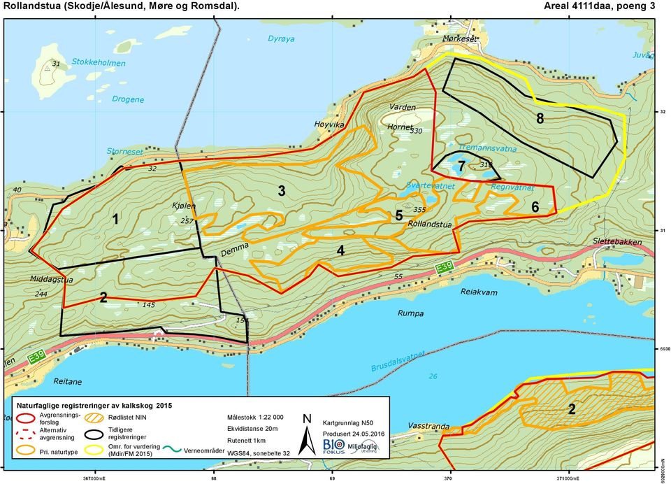 Svartevatnet 355 Rollandstua Regnvatnet 6 31 Middagstua 244 2 145 Demma 154 4 55 Rumpa E39 Reiakvam Slettebakken Bjørkedalen E39 Reitane Brusdalsvatnet 26 6930 Rødset Naturfaglige