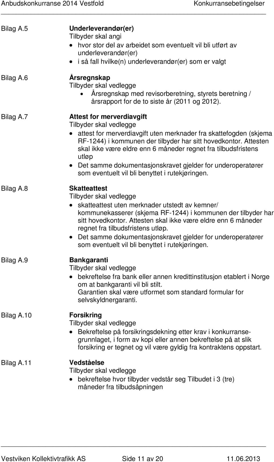 vedlegge Årsregnskap med revisorberetning, styrets beretning / årsrapport for de to siste år (2011 og 2012).