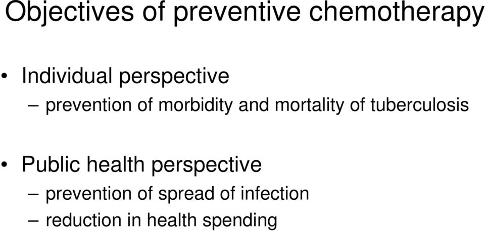 of tuberculosis Public health perspective