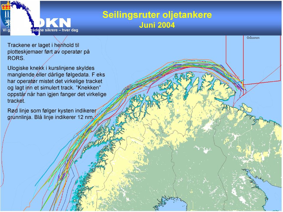 F eks har operatør mistet det virkelige tracket og lagt inn et simulert track.