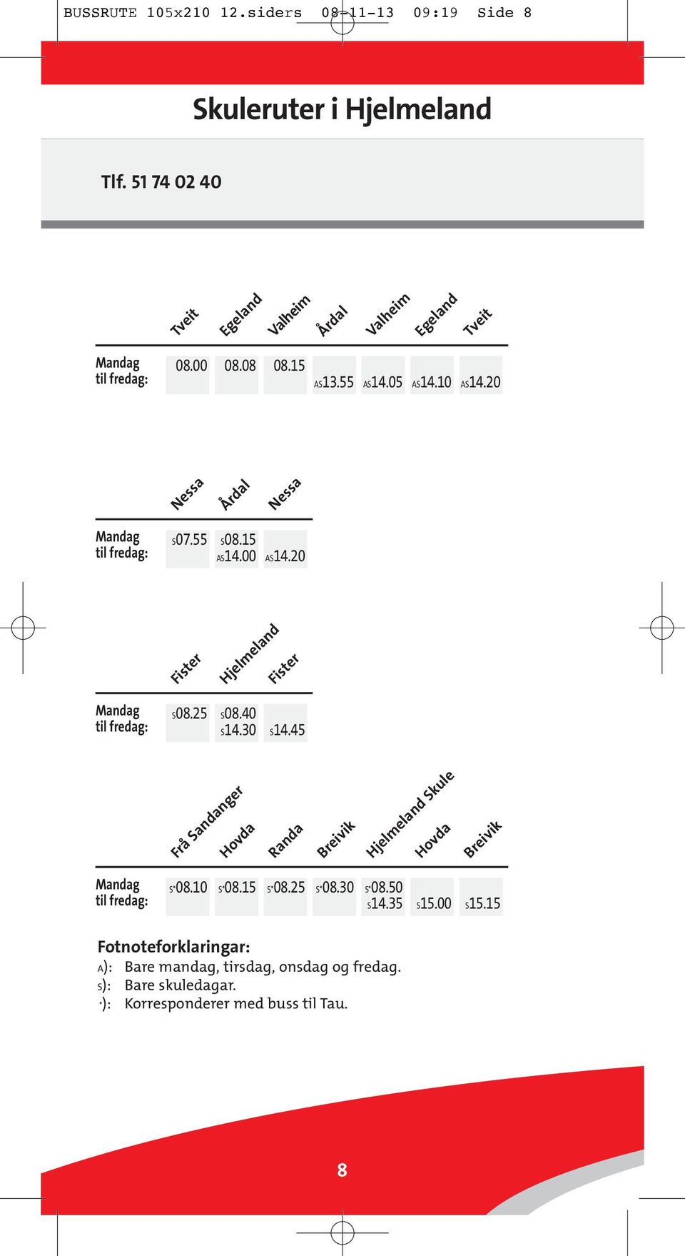 55 S08.15 AS14.00 AS14.20 Fister Hjelmeland Fister S08.25 S08.40 S14.30 S14.