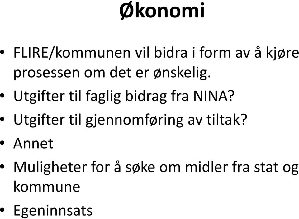 Utgifter til faglig bidrag fra NINA?