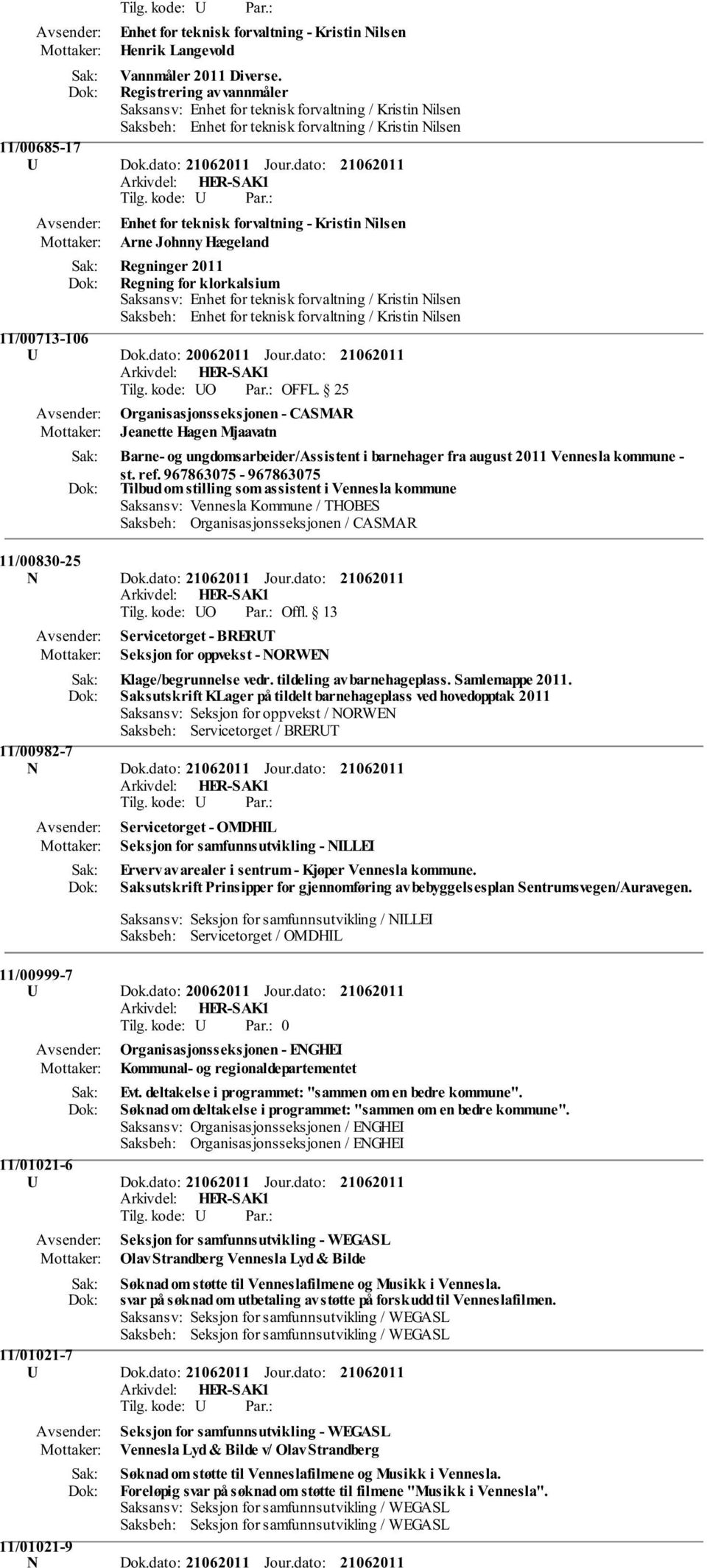 967863075-967863075 Tilbud om stilling som assistent i Vennesla kommune Saksansv: Vennesla Kommune / THOBES Saksbeh: Organisasjonsseksjonen / CASMAR 11/00830-25 N Dok.dato: Jour.