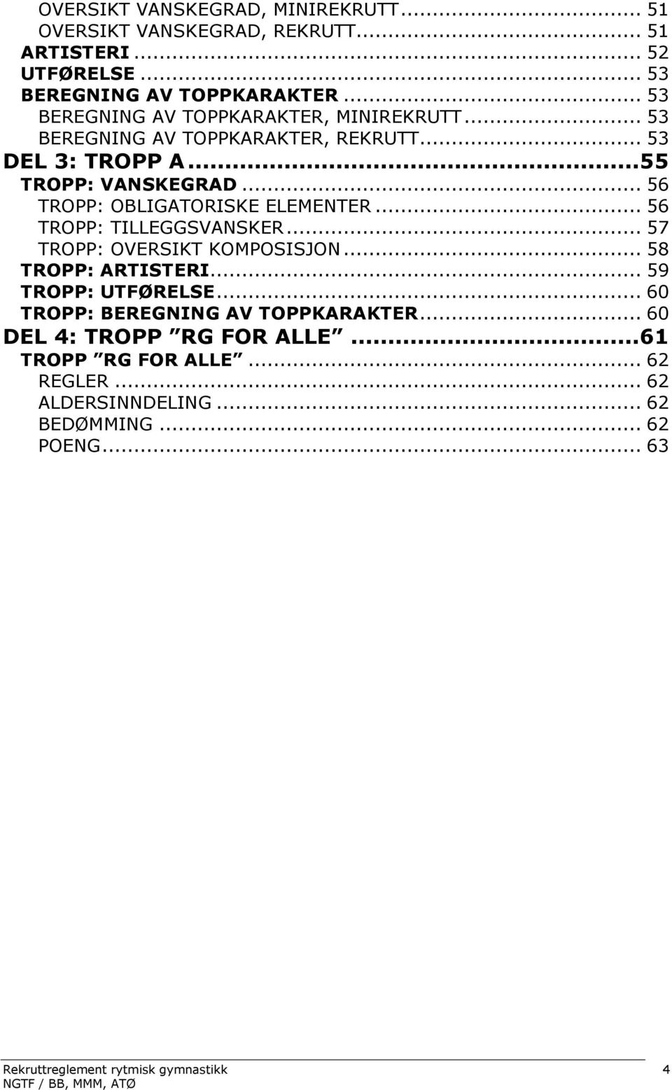 .. 56 TROPP: OBLIGATORISKE ELEMENTER... 56 TROPP: TILLEGGSVANSKER... 57 TROPP: OVERSIKT KOMPOSISJON... 58 TROPP: ARTISTERI... 59 TROPP: UTFØRELSE.