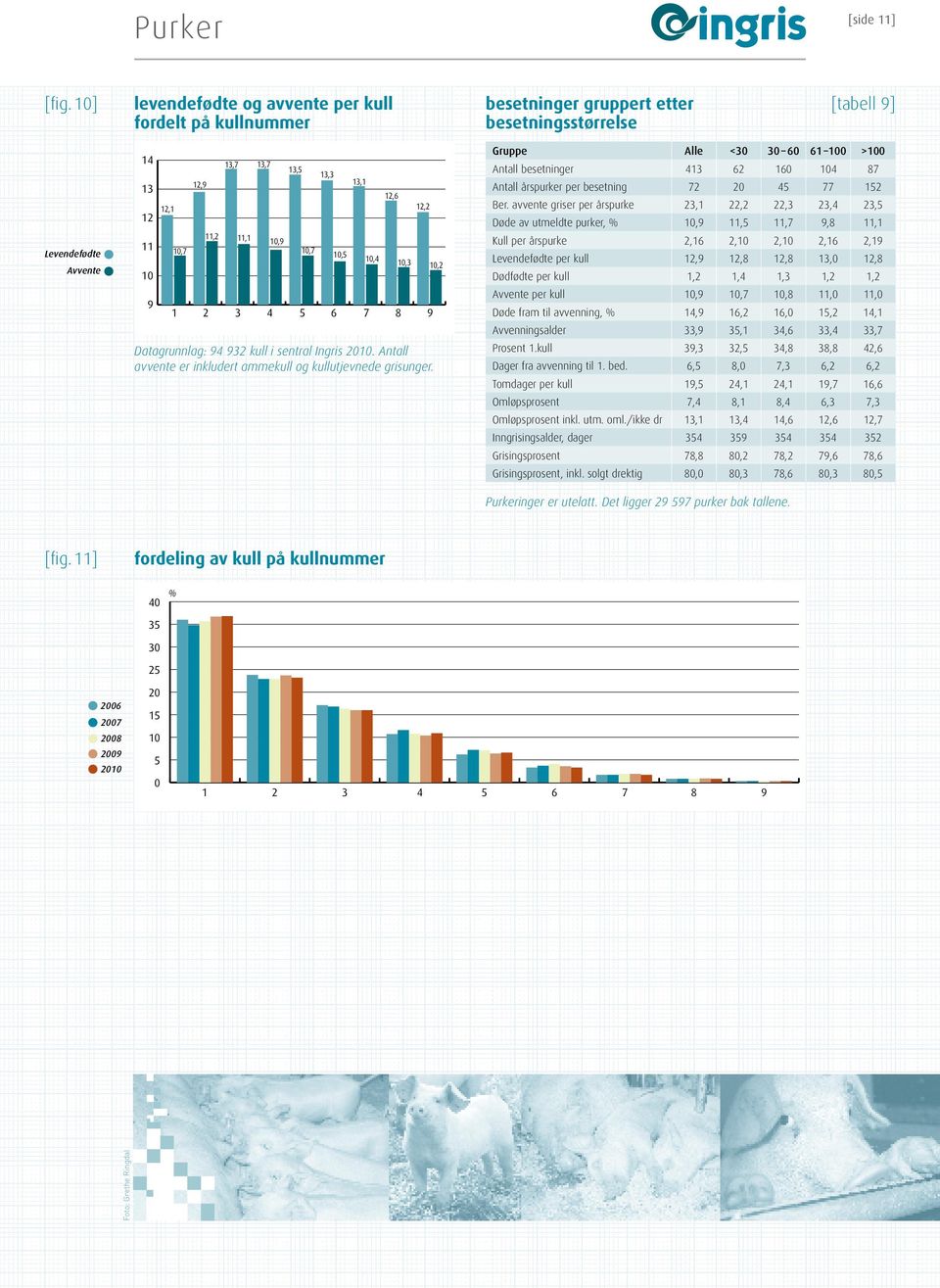 Datagrunnlag: 94 932 kull i sentral Ingris. Antall avvente er inkludert ammekull og kullutjevnede grisunger.