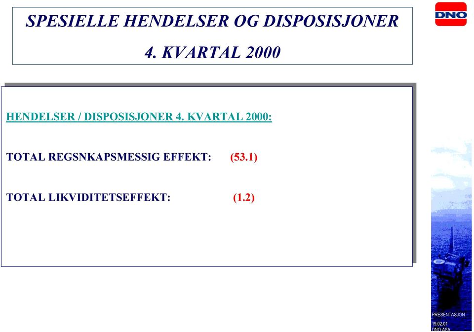 4. KVARTAL 2000: 2000: TOTAL REGSNKAPSMESSIG