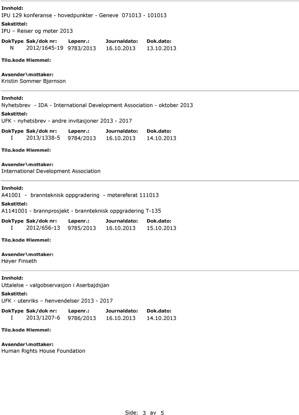 2013 FK - nyhetsbrev - andre invitasjoner 2013-2017 2013/1338-5 9784/2013 14.10.