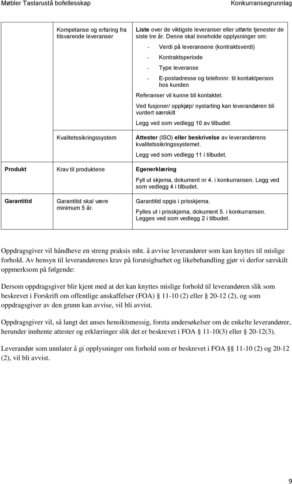 til kontaktperson hos kunden Referanser vil kunne bli kontaktet. Ved fusjoner/ oppkjøp/ nystarting kan leverandøren bli vurdert særskilt Legg ved som vedlegg 10 av tilbudet.