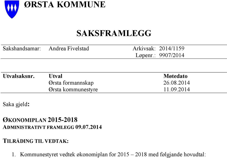 2014 Ørsta kommunestyre 11.09.