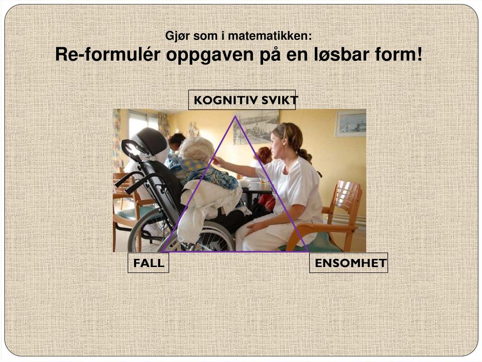 Re-formulér oppgaven på