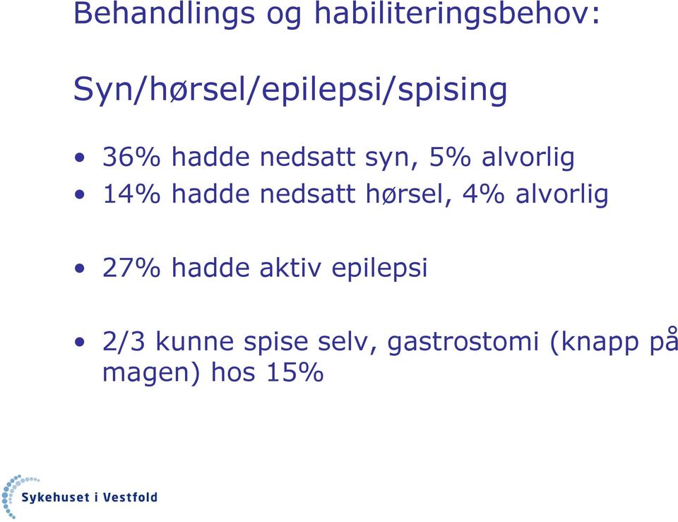 alvorlig 14% hadde nedsatt hørsel, 4% alvorlig 27%