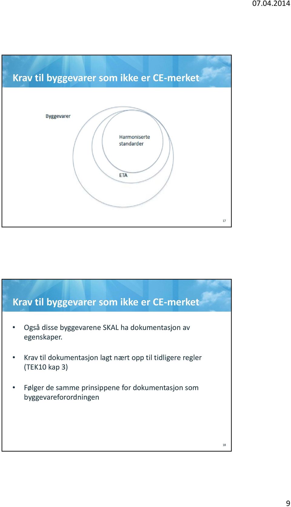 Krav til dokumentasjon lagt nært opp til tidligere regler (TEK10 kap 3)