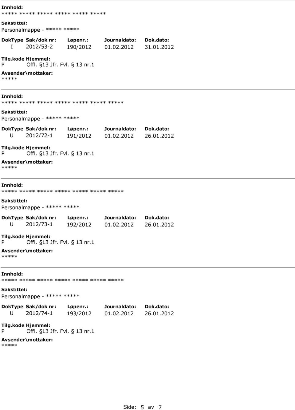 ersonalmappe - 2012/73-1 192/2012