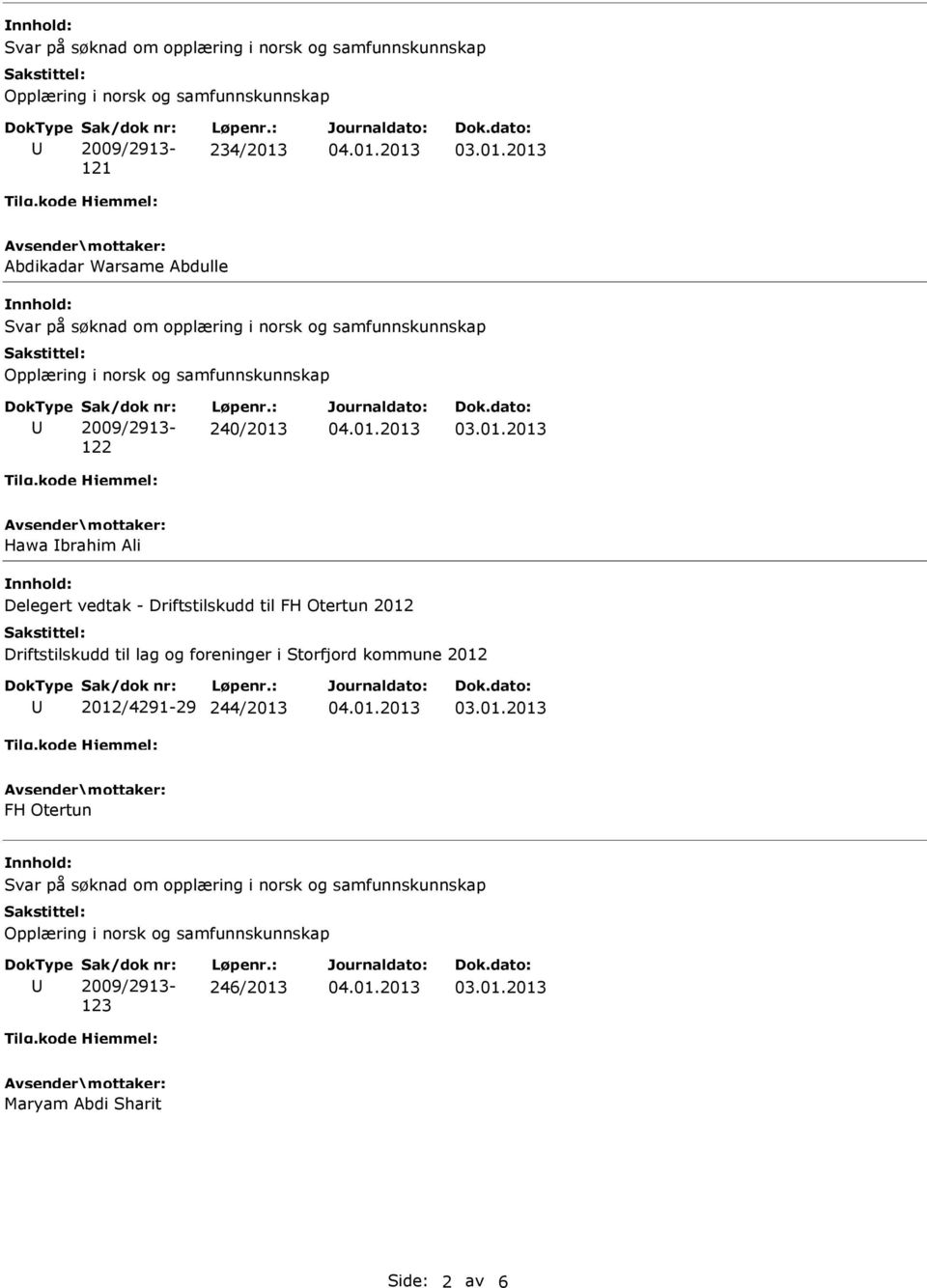 Driftstilskudd til lag og foreninger i Storfjord kommune 2012