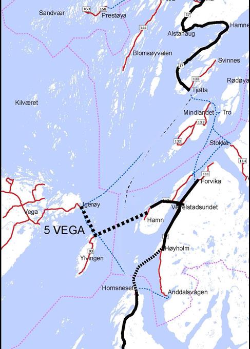Aksen Brønnøysund -Sandnessjøen Konsept Vega Konsept Vega Nytt fergeleie