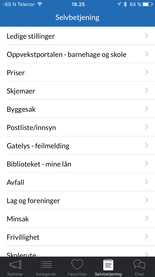 Notify Borgerinvolvering Selvbetjening Fra siden «Selvbetjening» kan kommunen selv sette opp linker til andre nettsteder eller digitale verktøy.