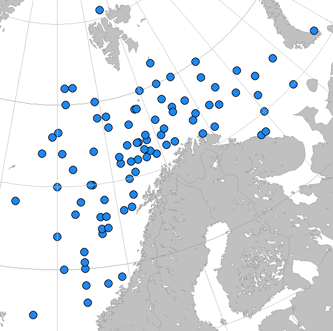 Polare lavtrykk Fødselsområder 155 hendelser fra 2000-2011