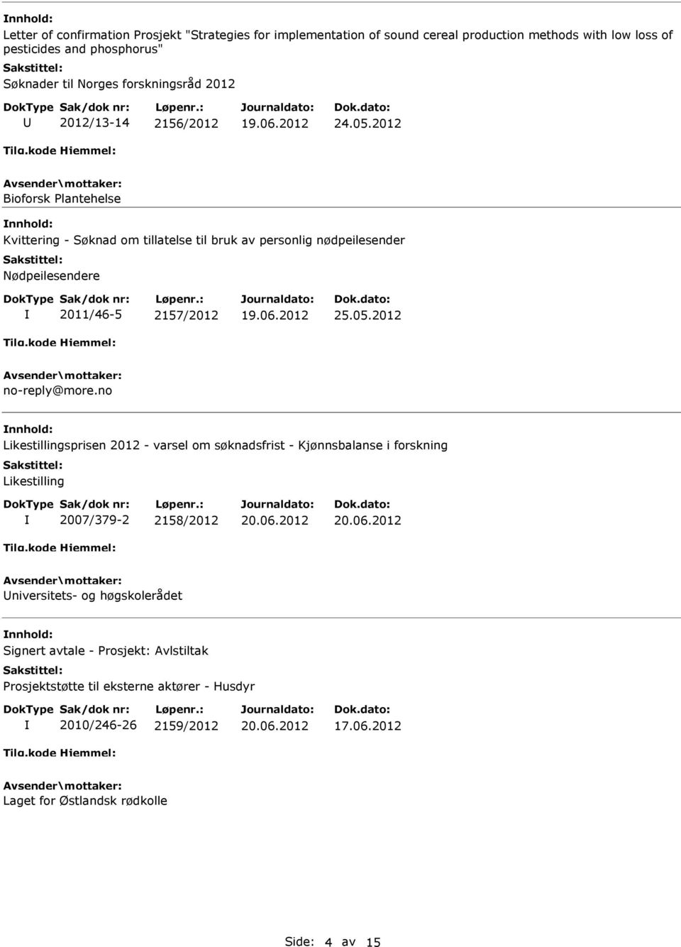 no Likestillingsprisen 2012 - varsel om søknadsfrist - Kjønnsbalanse i forskning Likestilling 2007/379-2 2158/2012 20.06.