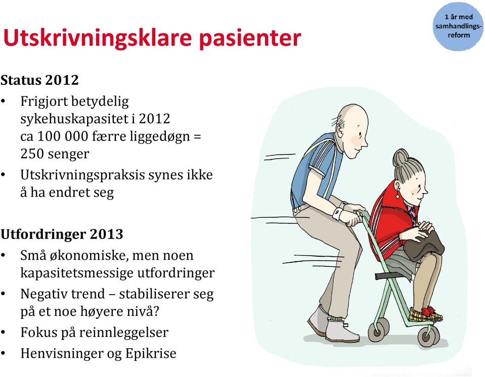 Utfordringer 2013 Små økonomiske, men noen kapasitetsmessige utfordringer Negativ trend