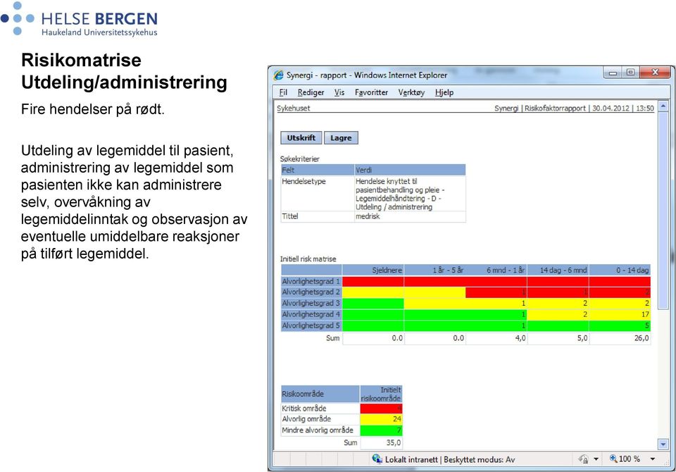 pasienten ikke kan administrere selv, overvåkning av