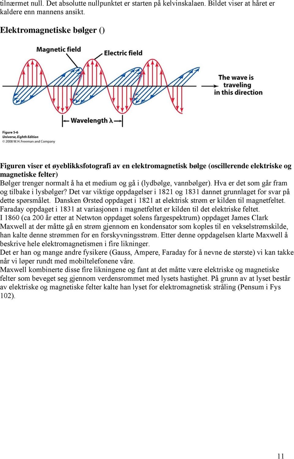 vannbølger). Hva er det som går fram og tilbake i lysbølger? Det var viktige oppdagelser i 1821 og 1831 dannet grunnlaget for svar på dette spørsmålet.