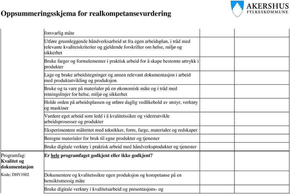 produksjon Bruke og ta vare på materialer på en økonomisk måte og i tråd med retningslinjer for helse, miljø og sikkerhet Holde orden på arbeidsplassen og utføre daglig vedlikehold av utstyr, verktøy