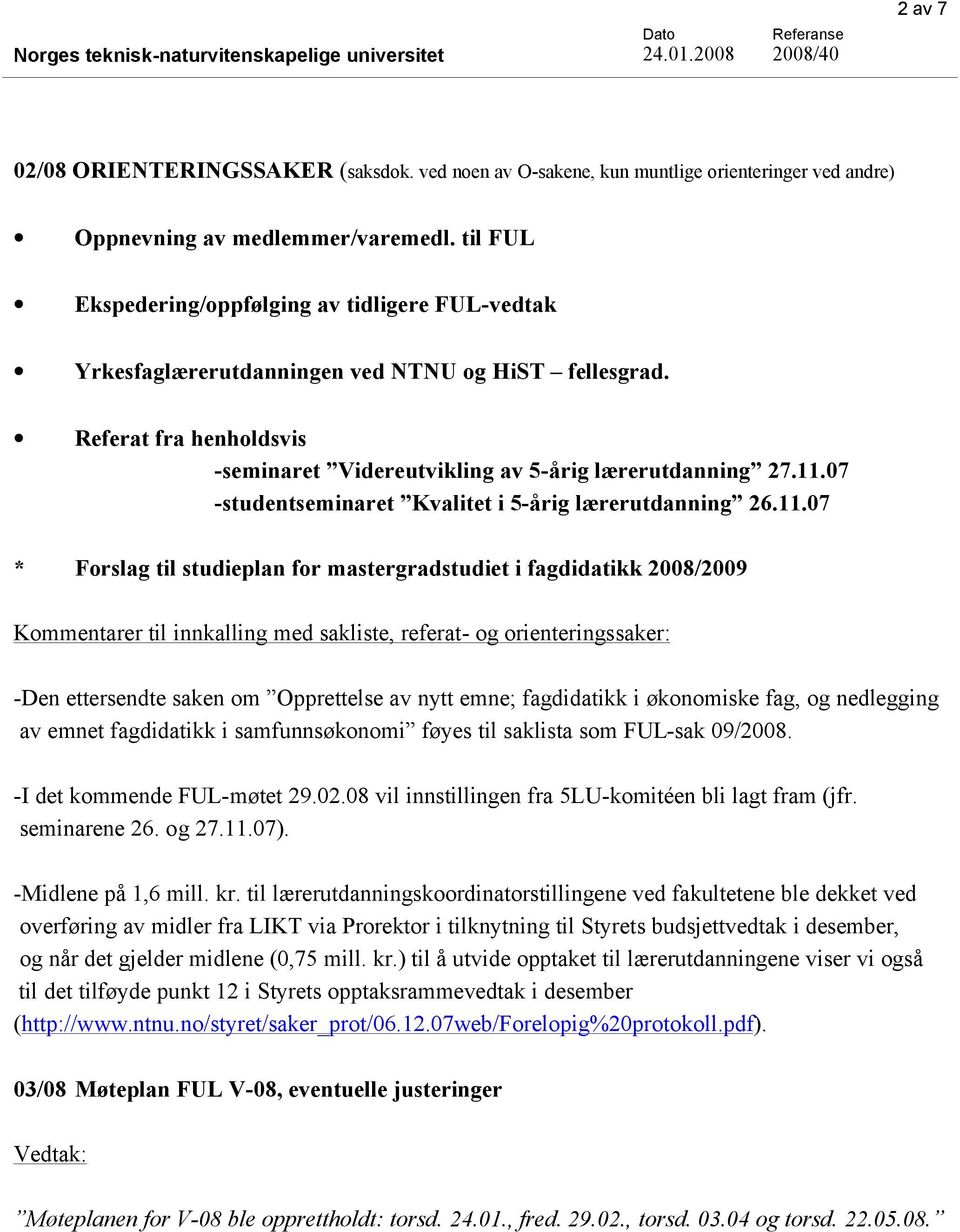 07 -studentseminaret Kvalitet i 5-årig lærerutdanning 26.11.