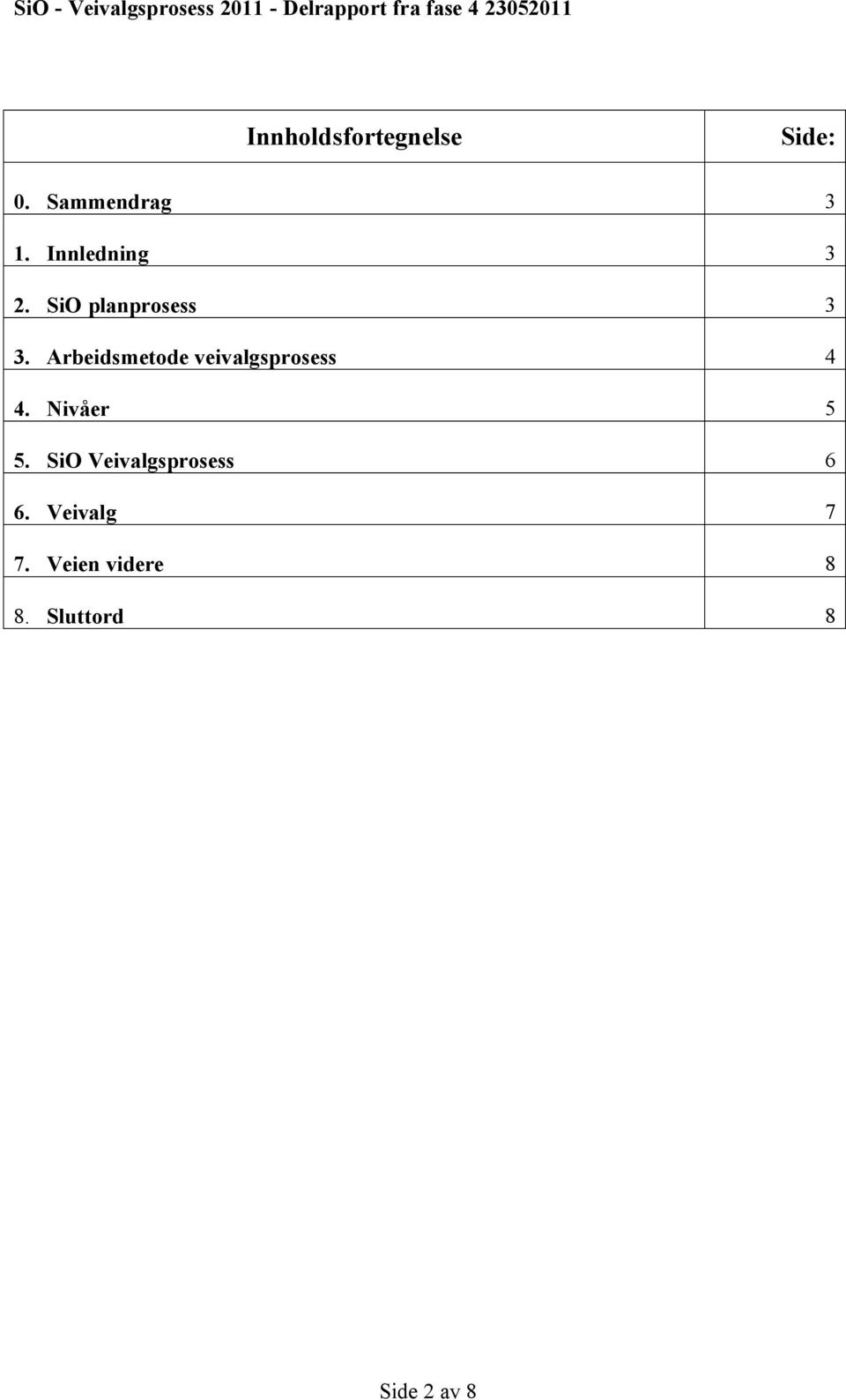 Arbeidsmetode veivalgsprosess 4 4. Nivåer 5 5.