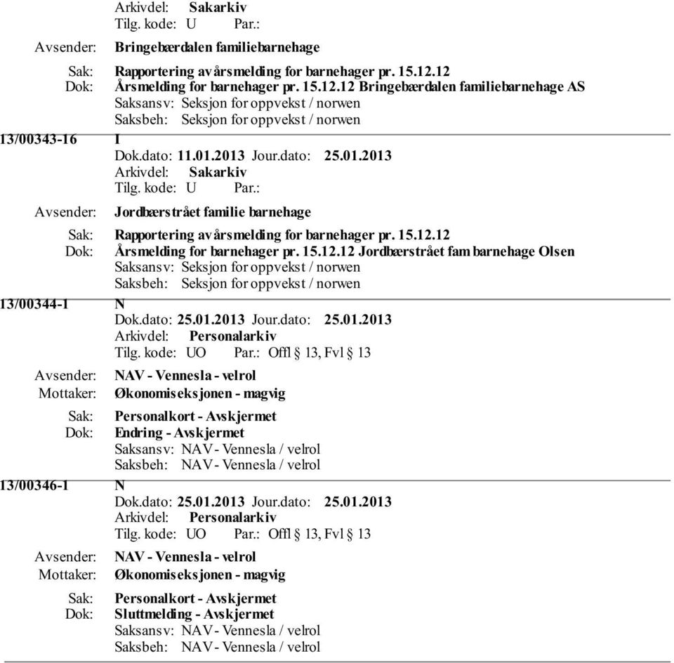 kode: UO Offl 13, Fvl 13 NAV - Vennesla - velrol Økonomiseksjonen - magvig Personalkort - Avskjermet Endring - Avskjermet Saksansv: NAV - Vennesla / velrol Saksbeh: NAV - Vennesla / velrol 13/00346-1