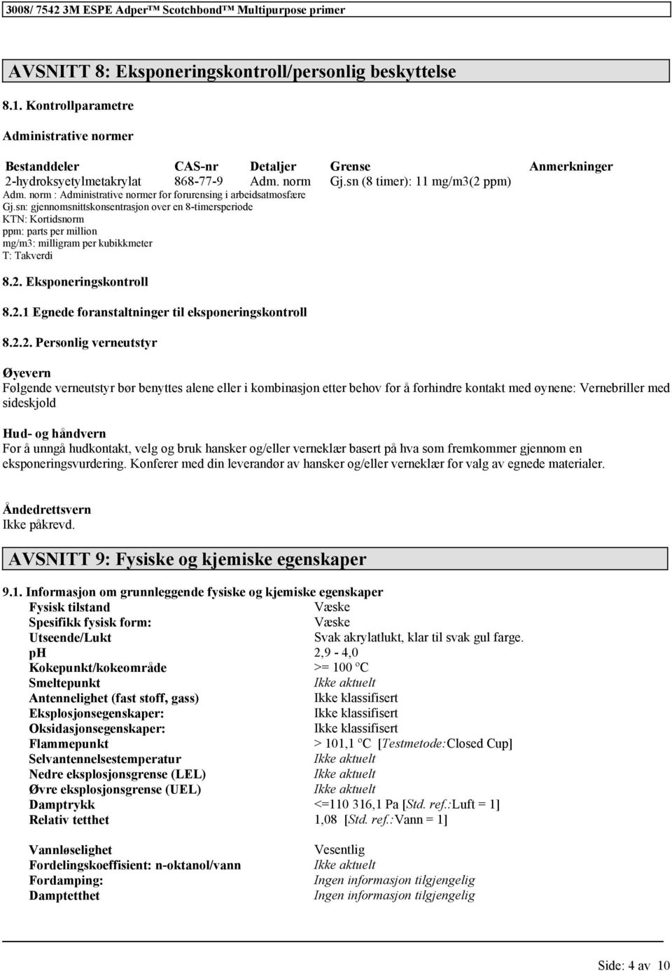 norm : Administrative normer for forurensing i arbeidsatmosfære Gj.