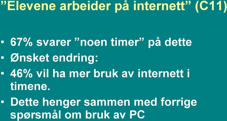 46% vil ha mer bruk av internett i timene.