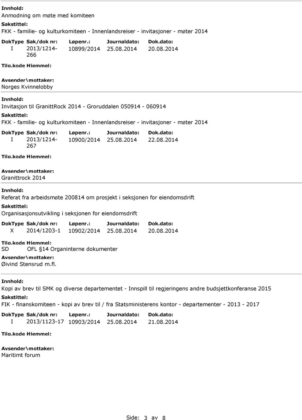 2014 Norges Kvinnelobby nnhold: nvitasjon til GranittRock 2014 - Groruddalen 050914-060914 FKK - familie- og kulturkomiteen - nnenlandsreiser - invitasjoner - møter 2014 2013/1214-267 10900/2014